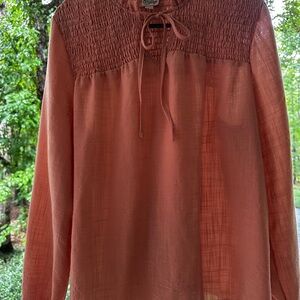 Como Vintage Peach Long Sleeve Blouse
